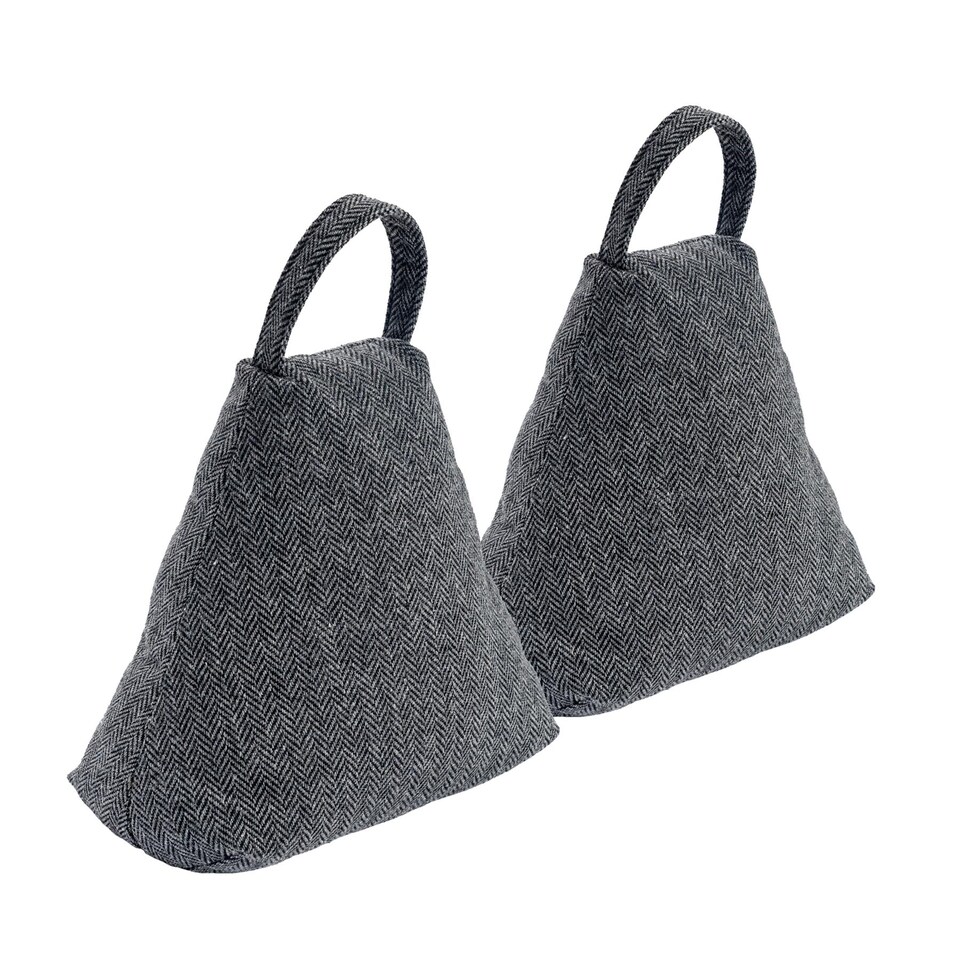 image 1 of Nicola Spring Herringbone Door Stop - 23 x 22.5cm - Grey - Pack of 2