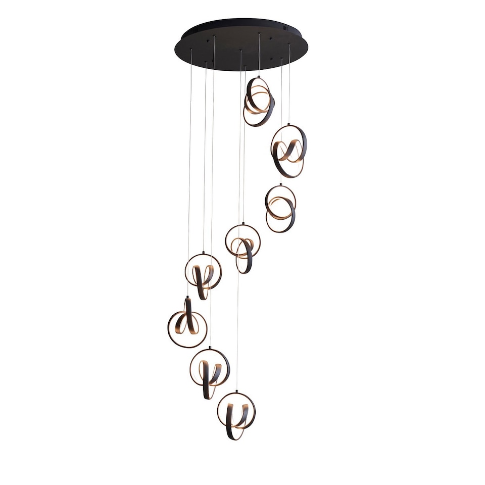 image 1 of Cosma Modern Designer Integrated LED Cluster Drop Pendant 8 Light Textured Black Finish