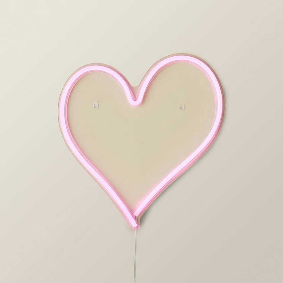 image 1 of ValueLights Heart neon Heart Neon White Illuminated Decoration and Integrated LED 3W Pink Bulb