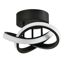Modern LED Black Ceiling Light with Swirl Thick Metal Strip Creates 1253 Lumens | Black | Black | 1