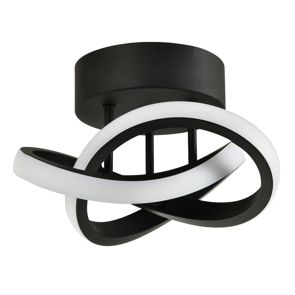 image 1 of Modern LED Black Ceiling Light with Swirl Thick Metal Strip Creates 1253 Lumens | Black | Black | 1
