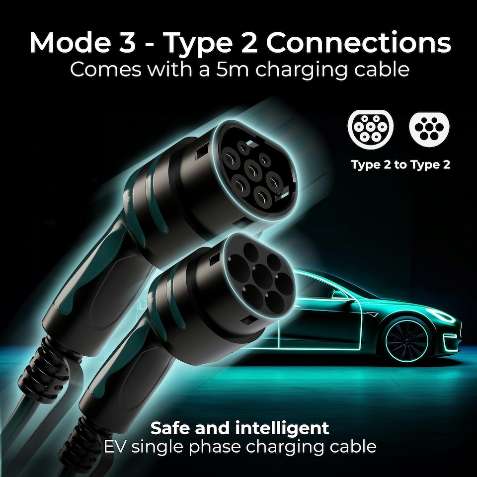 image 1 of Masterplug 5m Mode 3 7.4kW EV Charging Cable Type 2 with Carry Case