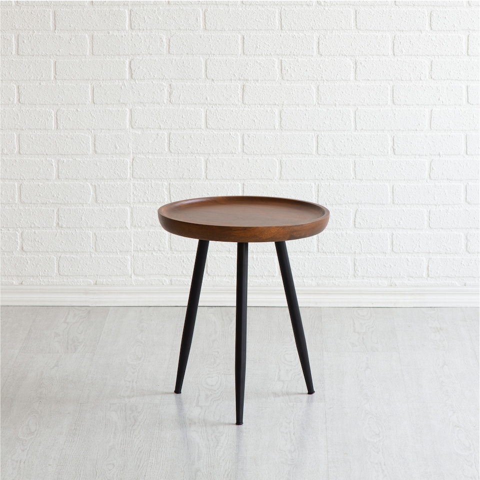 image 1 of Chervey Round Solid Mango Wood Side Table with Tri-Pin Legs Small