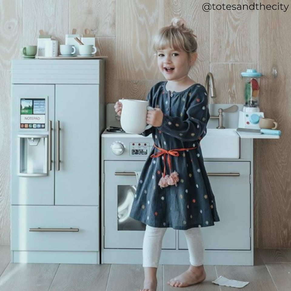 image 1 of Teamson Kids Little Chef Charlotte Modern Play Kitchen, Silver Gray/Gold