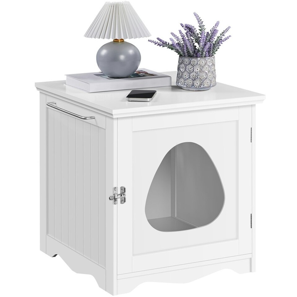 image 1 of Yaheetech Wooden Enclosed Litter Box White | One Size