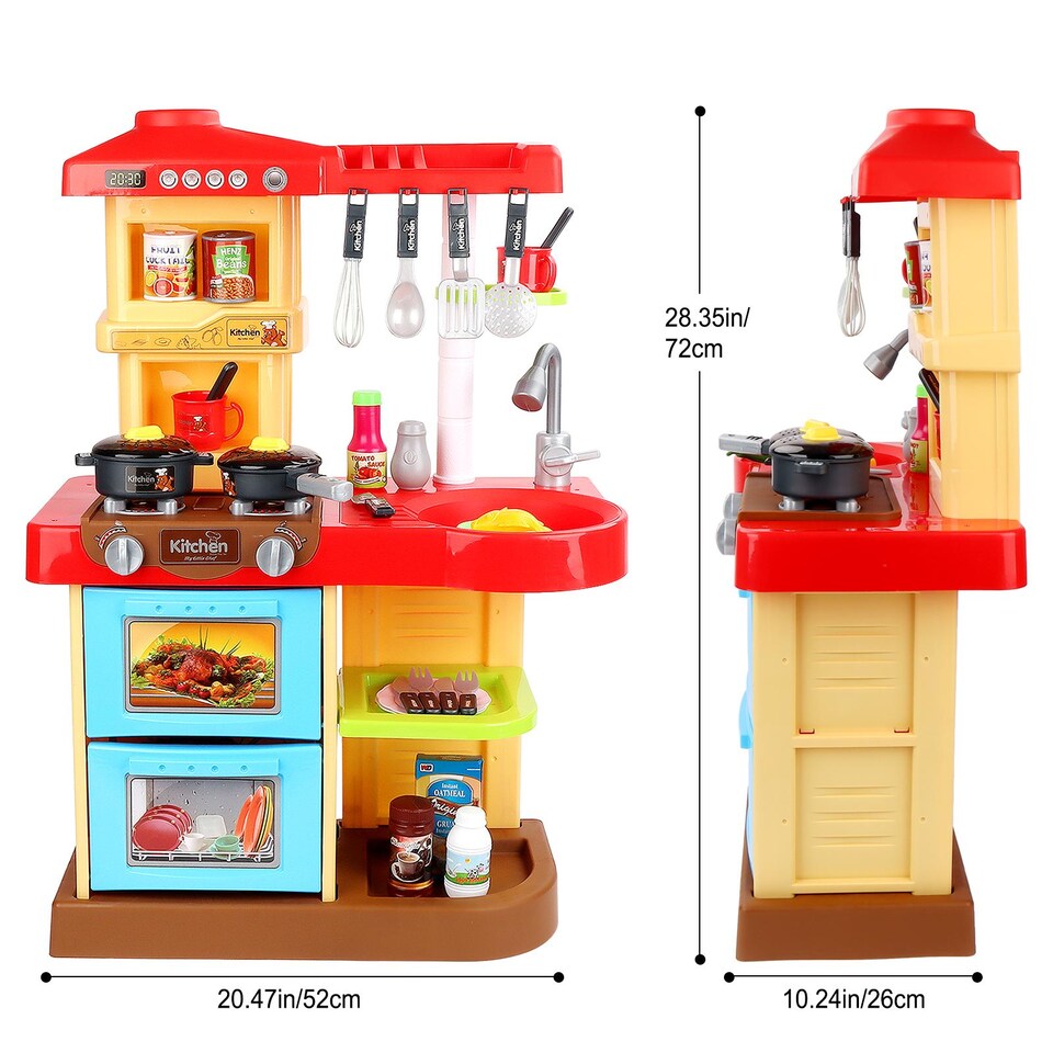 image 1 of My Little Chef Kitchen Play Set – 30 Accessories | Light & Sound Features (Red)