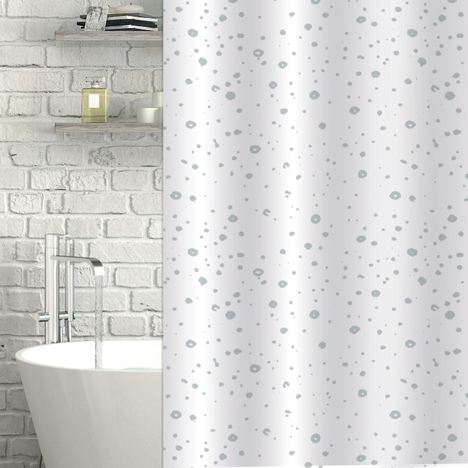 image 1 of Showerdrape Droplets White Shower Curtain