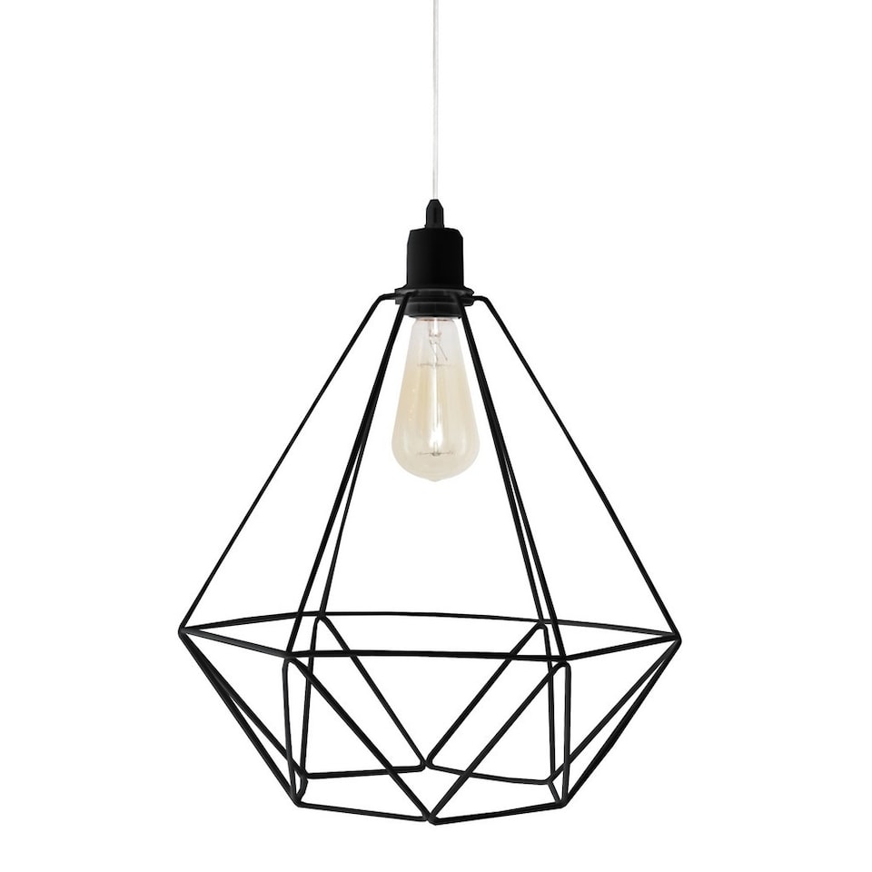 Karo Wire Frame Pendant Ceiling Light Black 35cm