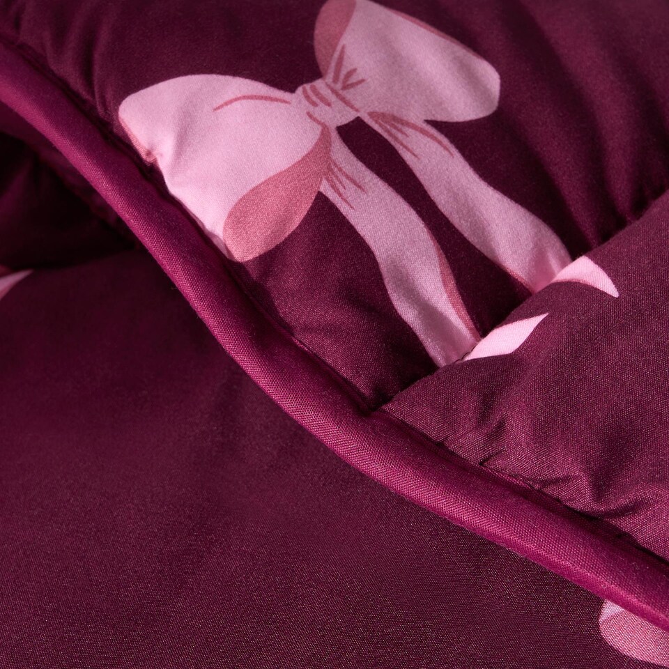 image 1 of OHS Bows 10.5 Tog Coverless Duvet with Pillowcase Bedding Set | Red | Burgundy/Pink | Double