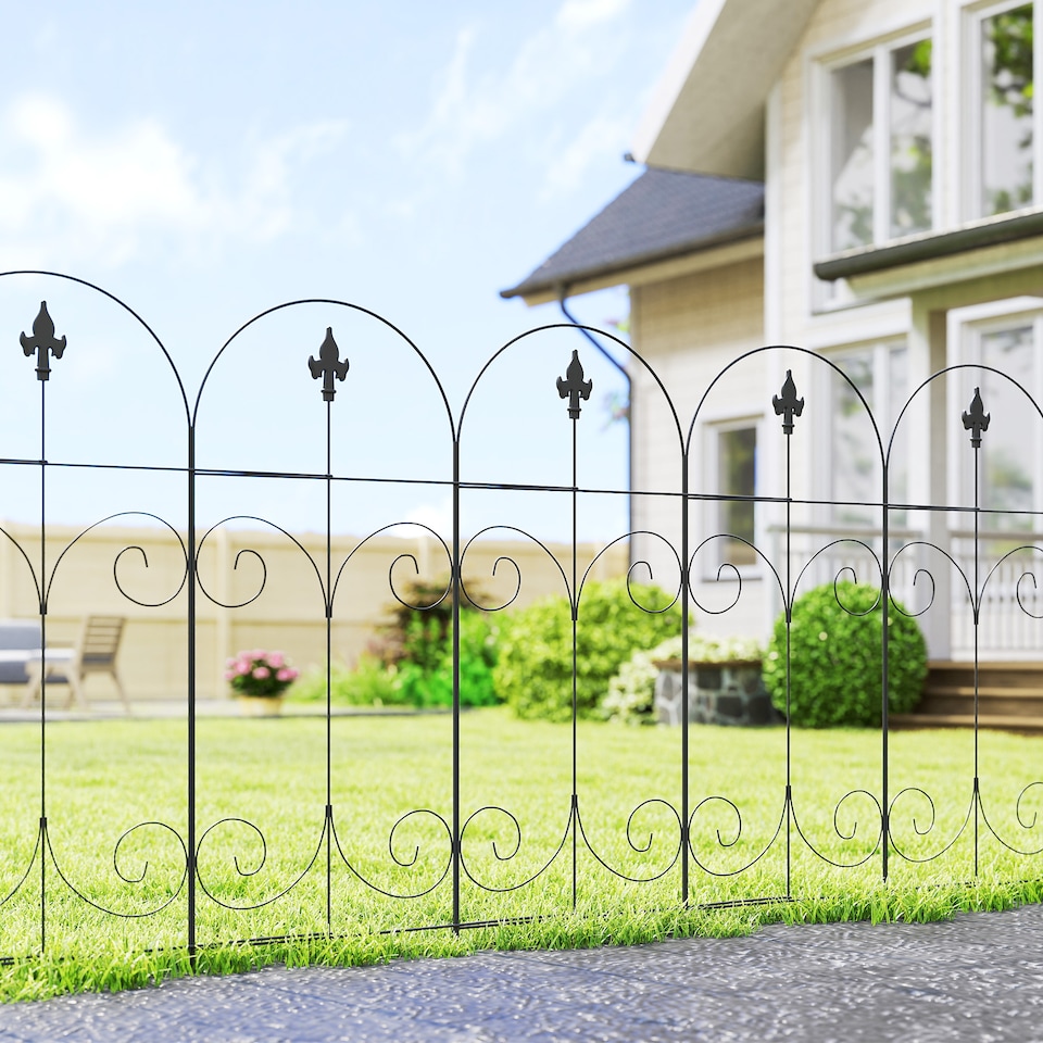 image 1 of Outsunny Decorative Garden Fencing 8PCs 44in x 12.5ft Metal Border Edging