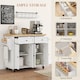 image 6 of HOMCOM Kitchen Island on Wheels, Rolling Kitchen Storage Trolley with Rubber Wood Top, Drawers, Adjustable Shelves, Towel and Spice Rack for Dining Room, Cream White