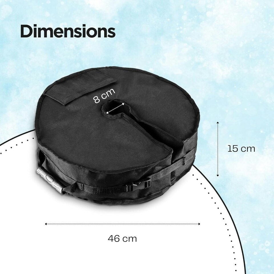 image 1 of Straame Heavy Parasol Base – 46CM Sand-Filled, Weatherproof Stand for Beach, Patio & Garden Umbrella Black