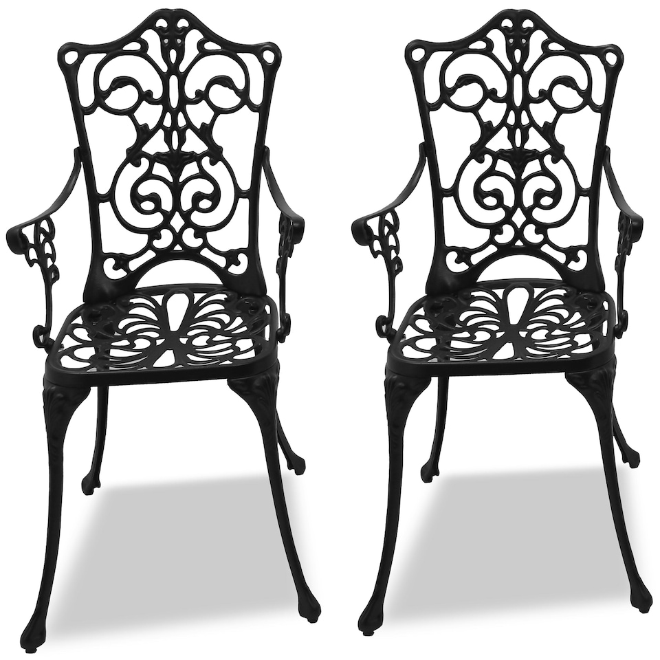 image 1 of Centurion Supports Tabreez 2-Large Garden and Patio Bistro Chairs with Armrests in Cast Aluminium Black