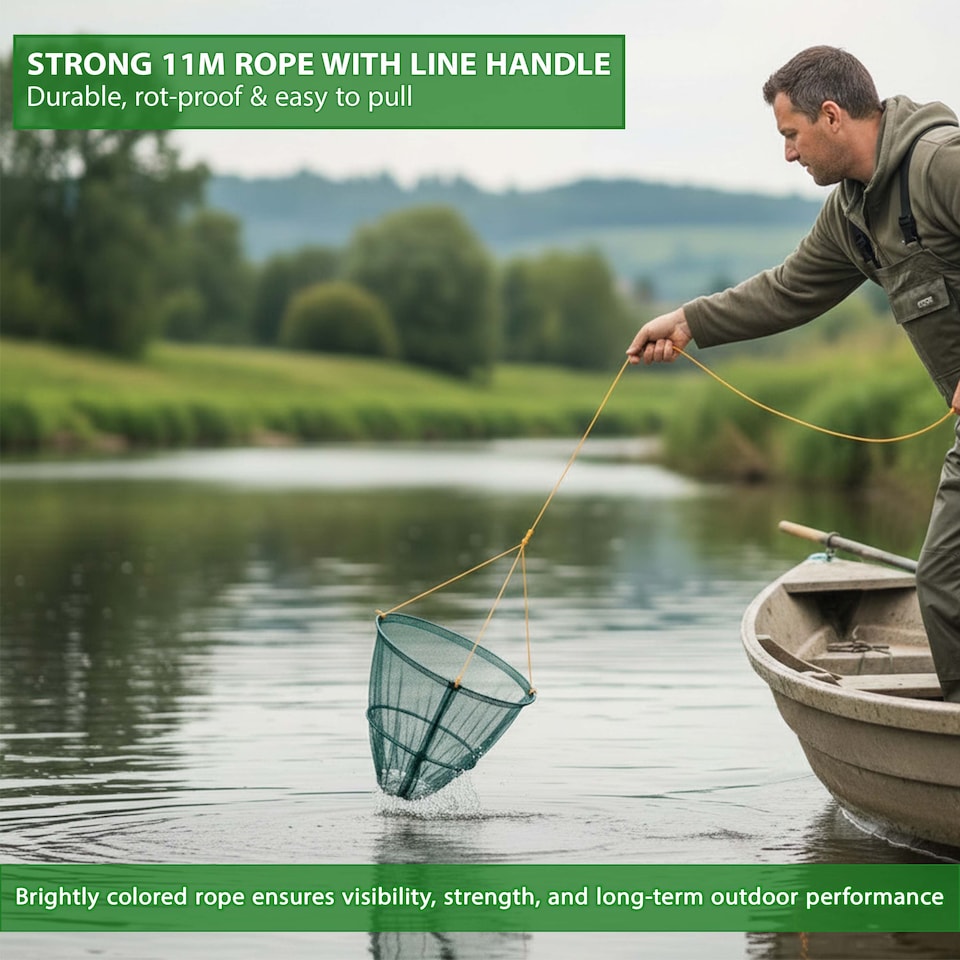 image 1 of 2 x CRAB FISH CRAYFISH LOBSTER DROP NET BAIT CLIP & ROPE SAFE CRABBING BASKET