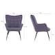 image 7 of Vera Fabric Occasional Living Room Modern Accent Chair with Footstool (Charcoal)