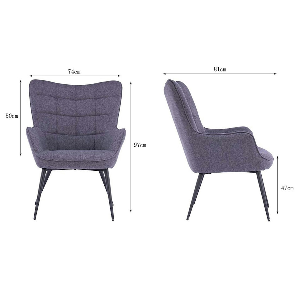 image 1 of Vera Fabric Occasional Living Room Modern Accent Chair with Footstool (Charcoal)