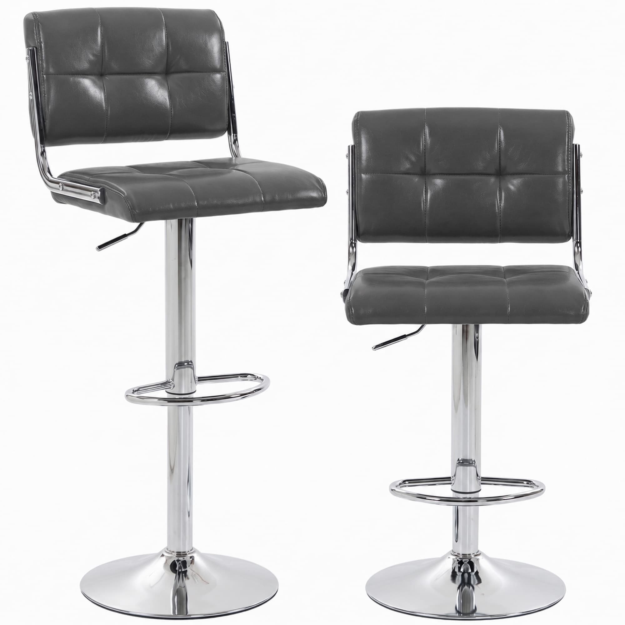 HOMCOM Adjustable Bar Stools Set of 2 with Backrest