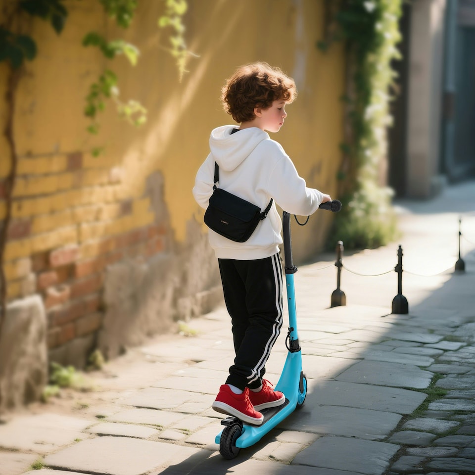 image 1 of HOMCOM 120W Electric Scooter w/ Rear Break - Blue