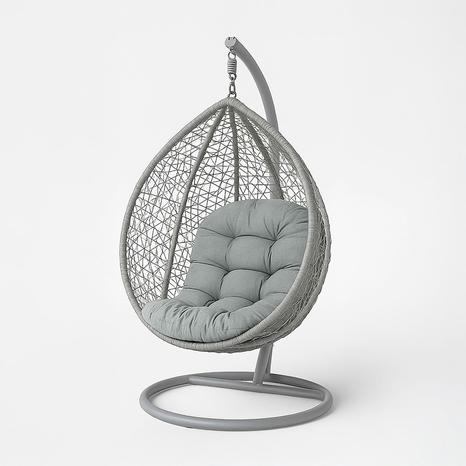 image 1 of Homescapes Grey Round Egg Chair Swing Cushion