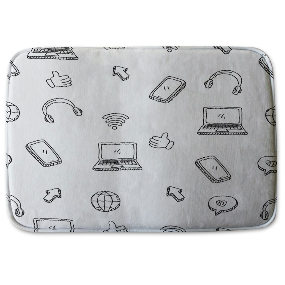 image 1 of Bathmat - internet related doodle pattern (Bath mats)