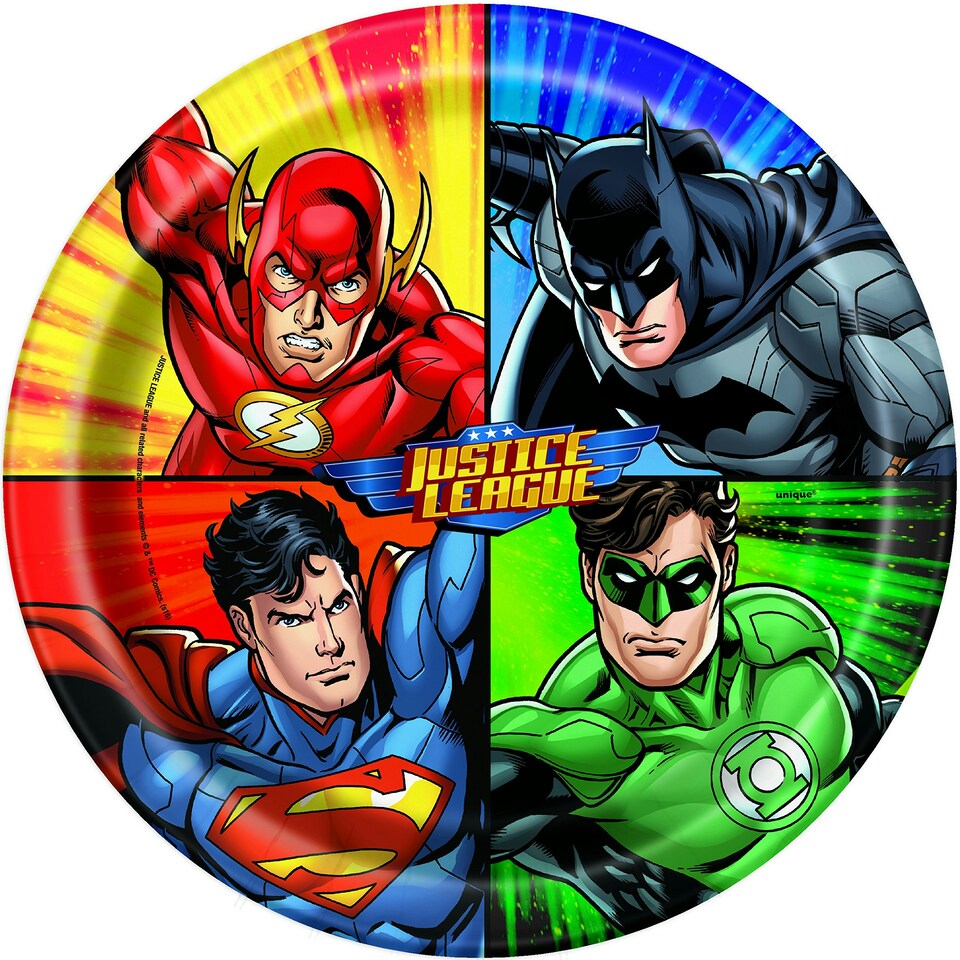 8 JUSTICE LEAGUE 9IN PLATE -  UNIQUE