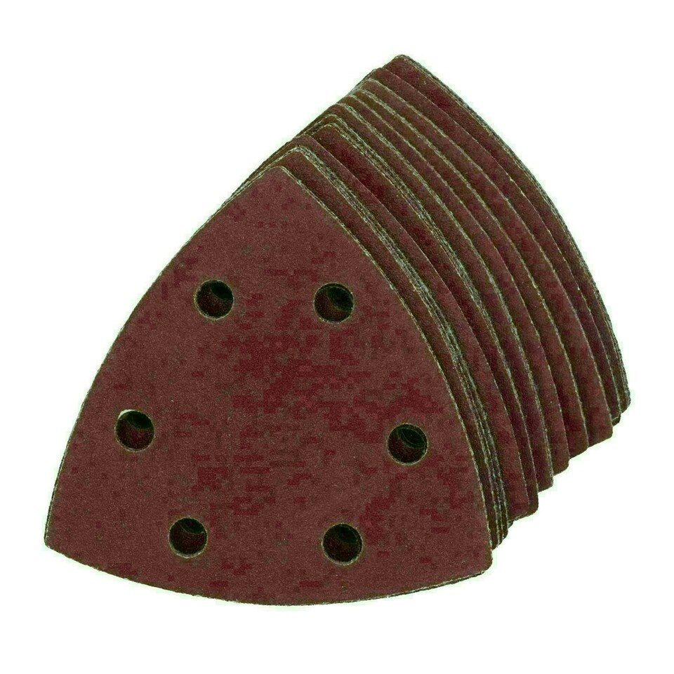 image 1 of 90mm Triangular Sanding Abrasive Discs Pads Hook Loop Backing 120 Grit 250pk