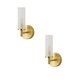 image 1 of ValueLights Canya Pair Gold IP44 Frosted Glass Wall Lights | Gold