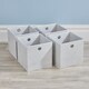 image 2 of Foldable Canvas Storage Folding Box Fabric Cube Cloth Bag 4 Piece Set | Cream