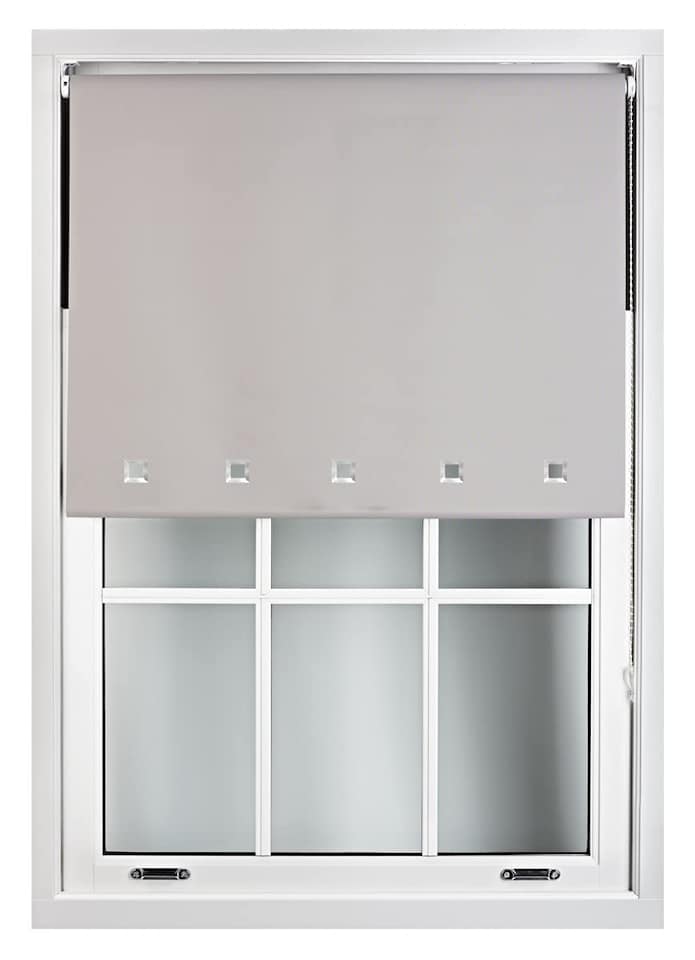 image 1 of Cut to Size Blackout Roller Blind with Square Eyelets | Custom Fit Window Blind by Furnished