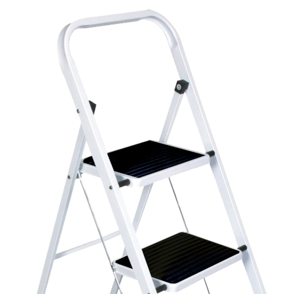 image 1 of Oypla Foldable 4 Step Ladder Stepladder Non Slip Tread Safety Steel Step White