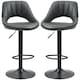 image 1 of 2PC Height Adjustable 360 PU Leather Swivel Barstools Set Black | Black