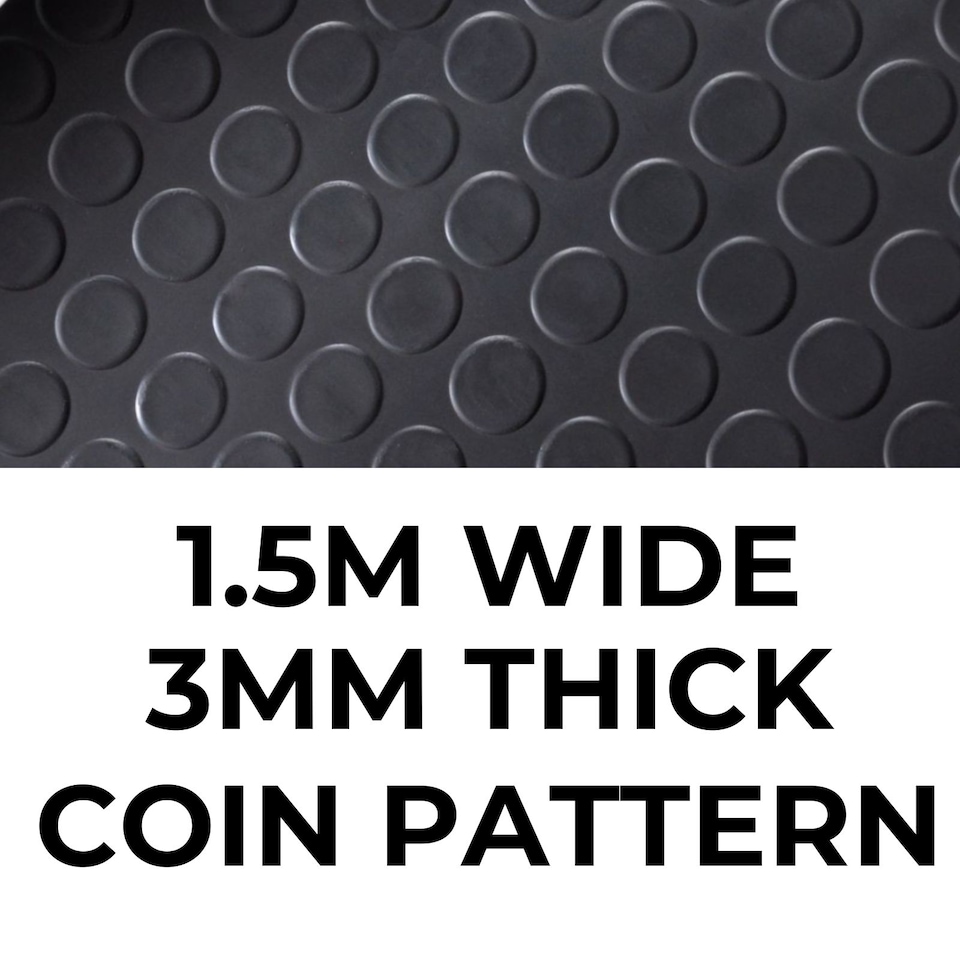 image 1 of Rubber Flooring Matting - 1.5m x 3m x 3mm - Coin - Workshop Garage Shed Van Non-Slip