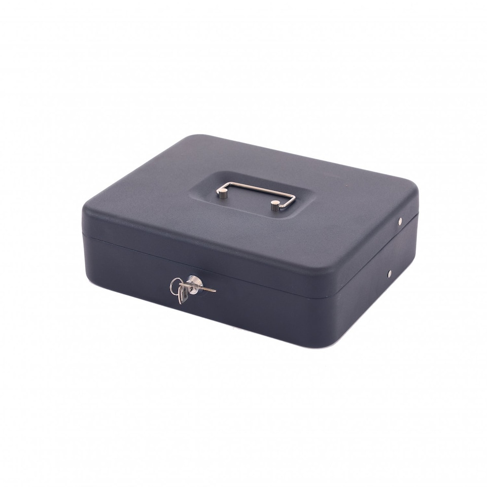 image 1 of 12" Heavy Duty Metal Locking Cash Money Box Safe Security