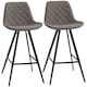 image 1 of HOMCOM Set Of 2 Bar Stools Vintage Microfiber Cloth Tub Seats Padded Steel Grey