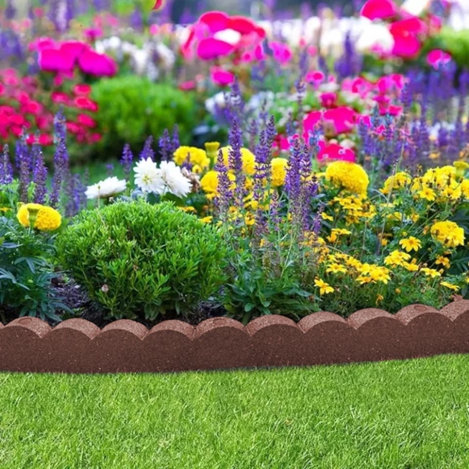 image 1 of Recycled Rubber Scallop Garden Edging Border - Eco Friendly - Brown
