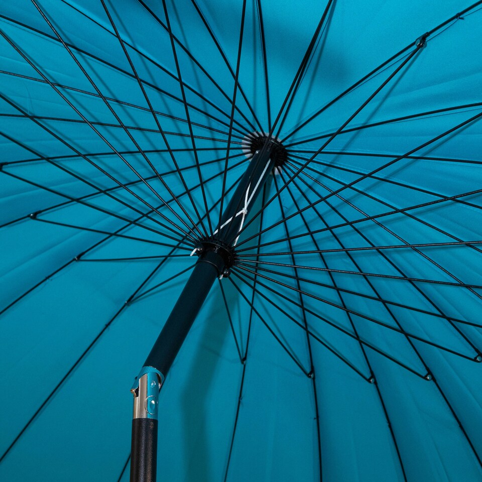 image 1 of 2.6m Aluminium Shanghai Garden Patio Sun Shade Parasol with Crank & Tilt in Turquoise Blue