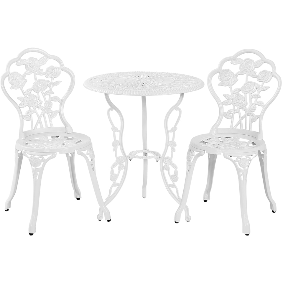 image 1 of Yaheetech 3 Piece Patio Bistro Table Set with Umbrella Hole-White | White | White | 1