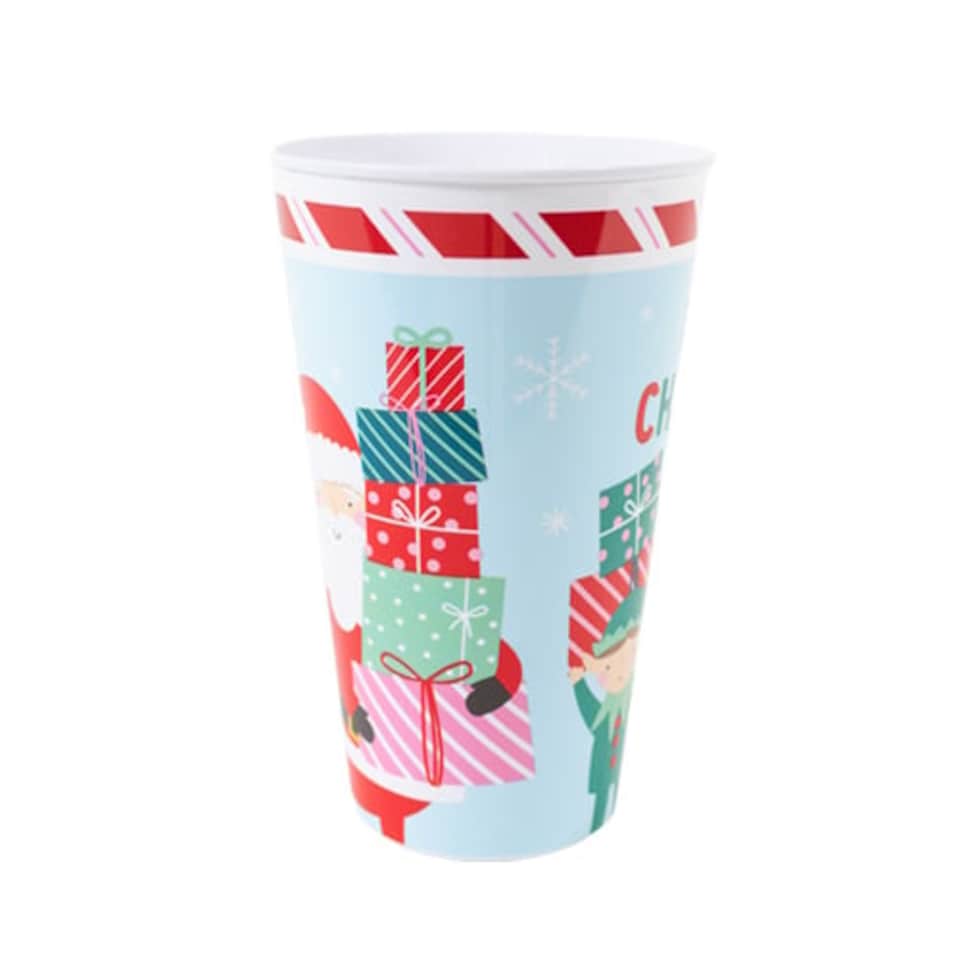 image 1 of Merry Christmas Red Reusable Plastic Tumbler Cup 450ml