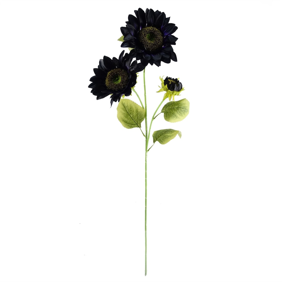 image 1 of Artificial 100cm Purple Artificial Sunflower Arrangement Glass Vase