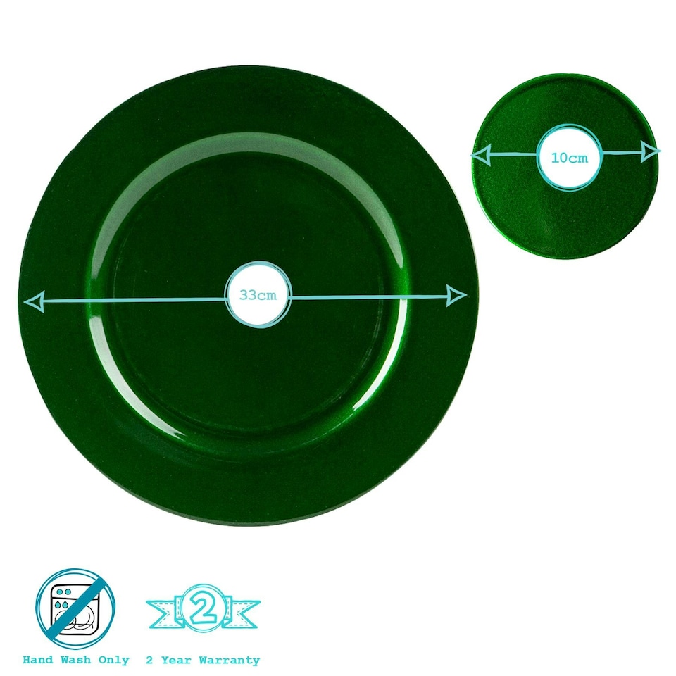 image 1 of Argon Tableware 12 Piece Metallic Charger Plates Set - Green