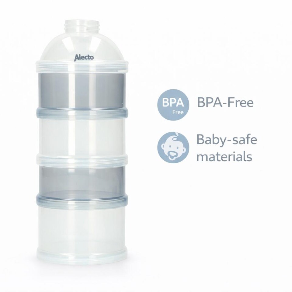image 1 of Alecto BF-4 Baby Formula Dispenser, Milk Powder Tower with 4 Stackable Storage Containers, BPA-Free, Portable Feeding Solution for Home & Travel