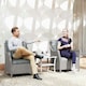 image 8 of Outsunny 2 Pieces Rattan Garden Chairs, Cushioned Rattan Chairs Grey | Light Grey