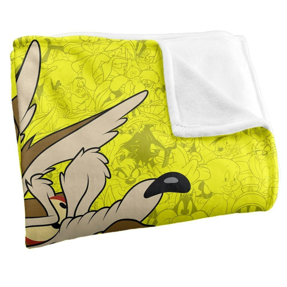 image 1 of Looney Tunes Character Collage Wile E Coyote Blanket - Multicoloured - One Size