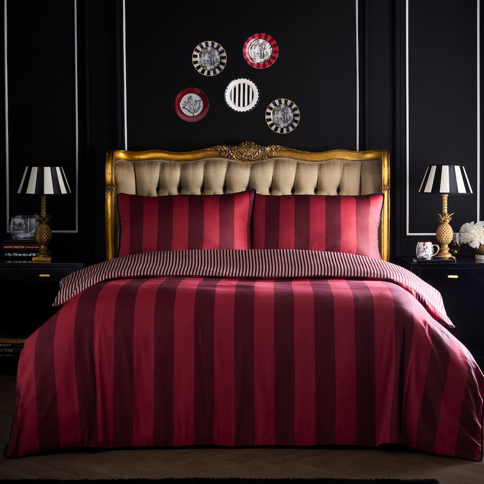 image 1 of Laurence Llewelyn-Bowen Festivo Circus Stripe Duvet Cover Set Red