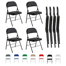 Set of 4 Folding Dining Chairs Metal Frame Padded Seats