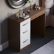 image 6 of Vida Designs Hulio 3 Drawer Dressing Table High Gloss Vanity Makeup Desk, Walnut & White