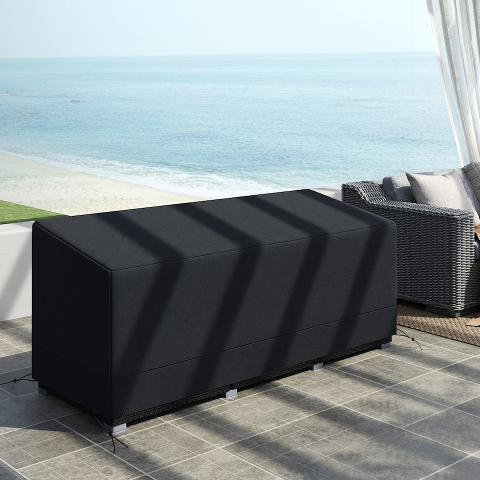 image 1 of Outsunny 190x72x76cm Rectangular Patio Furniture Cover for Chairs Black | Black | Black | 190.5cm x 72cm x 76cm