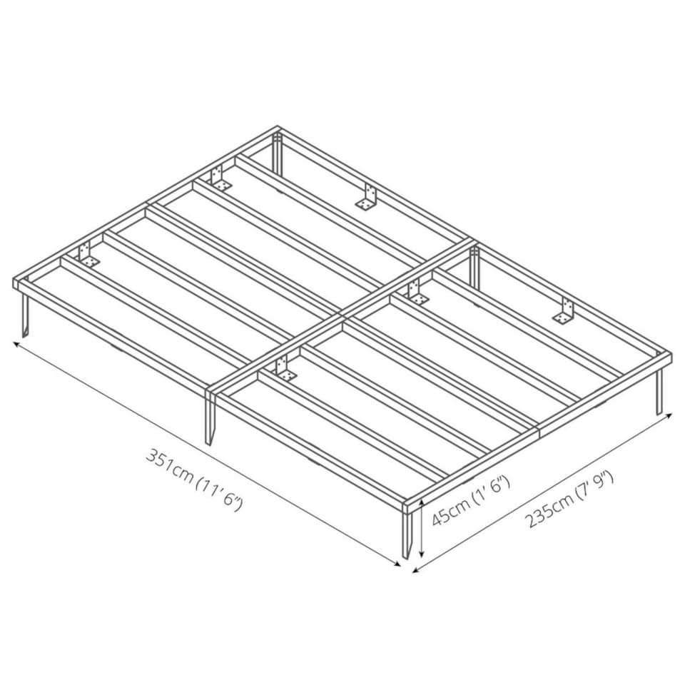 image 1 of 12 x 8 Feet Pressure Treated Wooden Shed Base - Timber - L235 x W350.6 x H7 cm - Brown | Brown