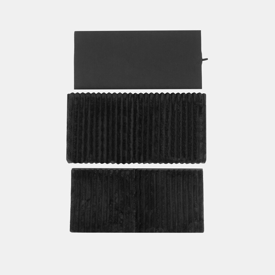 image 1 of OHS Soft Fleece Ribbed Long Rectangle Foldable Footstool Seat Storage Organiser Ottoman Black