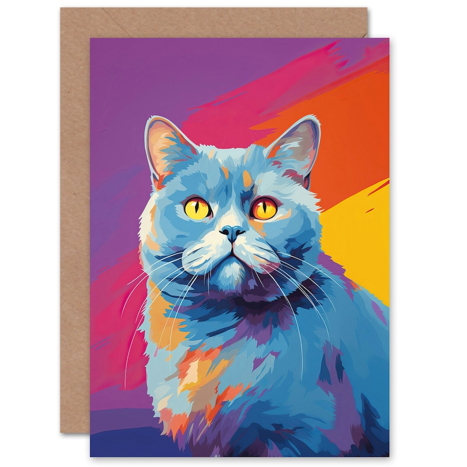 image 1 of British Shorthair Cat Lover Gift Pet Portrait Painting Art Card